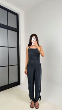 Antrasit Boyundan Bağlamalı Paça Detaylı Muadil Modal Tulum GAUS-005GAUSTULUMGAUS-005