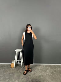 Chil Siyah Modal Yumuşak Kumaş Bisiklet Yaka ElbiseGausELBİSEGU008823