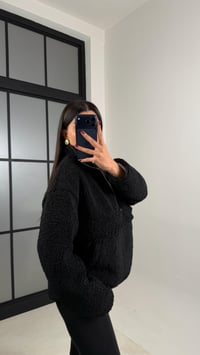 Siyah Cepli Yaka Fermuarlı Peluş Sweatshirt GAUS-00672GAUSالسويت شيرت GAUS-00672
