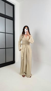 Taş Bağlamalı Üst Beli Lastikli Pantolon Bürümcük Takım Gaus00389 GausTAKIMGU1001908