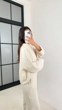 Ekru Kazak Beli Lastikli Pantolon Buklet Kumaş İkili Takım GAUS-00138GAUSTAKIMGAUS-00138