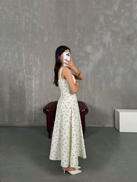 Beyaz Limon Desenli Arkası Fermuarlı Pinterest Keten Elbise Gaus00265GausELBİSEGU1001612