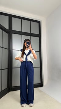 Lacivert Şal Detaylı Basic Tshirt Beli Lastikli Pantolon İkili Eşofman Takımı GAUS-01284GAUSTAKIMGAUS-01284