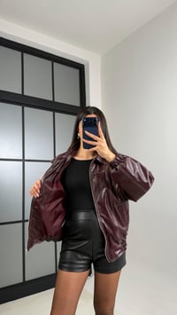 Bordo Dikiş Detaylı Astarlı Deri Ceket GAUS-00908GAUSCEKETGAUS-00908