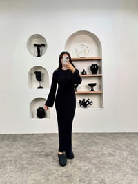 Dale Siyah Bisiklet Yaka Triko Tasarım ElbiseGausELBİSEGU0090349