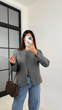 Gri Astarlı Vatkalı Düğme Detaylı Ceket GAUS-0097GAUSJacketsGAUS-0097