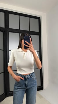 Ekru Vatkalı Polo Yaka Tshirt GAUS-01419GAUSTSHIRTGAUS-01419