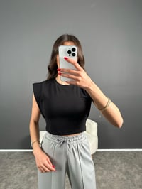 Siyah Kol Detaylı Crop TshirtGausTSHIRTGU007102