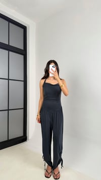 Antrasit Boyundan Bağlamalı Paça Detaylı Muadil Modal Tulum GAUS-005GAUSTULUMGAUS-005