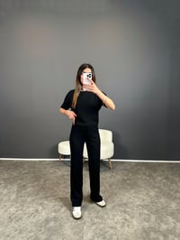 Gown Siyah Fitilli İkili Takım GausTAKIMGU004347