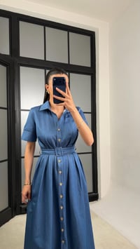 Mavi Kemerli Tencel Denim Premium Elbise GAUS-01452GAUSELBİSEGAUS-01452