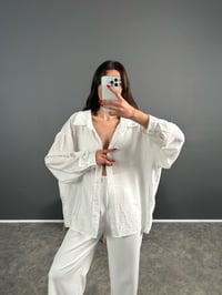 Li Beyaz Oversize Salaş Premium GömlekGausGÖMLEKGU007178