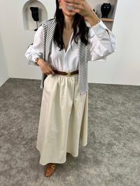 Gosa Ekru Beli Lastikli Gabardin Kumaş EtekGausETEKGU008958