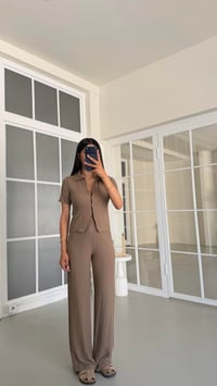 Vizon Crop Bluz Beli Lastikli Pantolon Bürümcük Takım GAUS-01555GAUSSuitsGAUS-01555