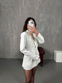 Talisa Beyaz Astarlı Ceket Etek Premium İkili TakımGausTAKIMGU100621