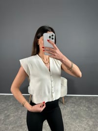 Ekru Omuz Katlamalı YelekGausYELEKGU004362
