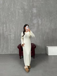 Rebeca Ekru Kuşaklı Triko ElbiseGausELBİSEGU100268