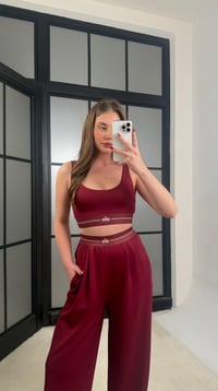 Bordo Crop Pantolon İkili Muadil Takım GAUS-01254GAUSTAKIMGAUS-01254