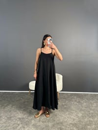 Jamin Siyah İp Askılı Uzun ElbiseGausELBİSEGU0007154
