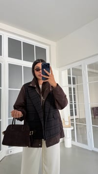 Kahve Ekose Detaylı Vatkalı Astarlı Ceket GAUS-02050GAUSJacketsGAUS-02050