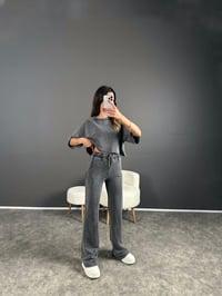 La Eskitme Palazzo Pantolon Tshirt İkili TakımGausTAKIMGU004242