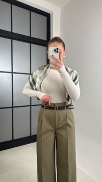 Haki Çift Kemerli Pileli Kumaş Pantolon GAUS-00896GAUSPANTOLONGAUS-00896