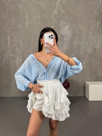 Beyaz Şort Astarlı Volanlı Mini Etek Gaus00078 GausETEKGU1001181