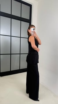 Siyah Çizgili Yelek Pantolon Kumaş Takım GAUS-00495GAUSTAKIMGAUS-00495