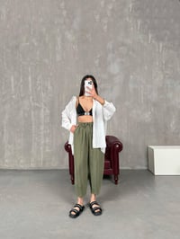 Orfi Haki Çımalı Tensel Şalvar PantolonGausPANTOLONGU100717