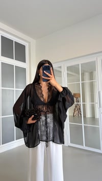 Siyah Dantel Detaylı Transparan Bluz GAUS-01648GAUSBlouseGAUS-01648