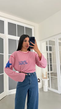 Pembe Çizgili Vintage Sweatshirt GAUS-02121GAUSSweatshirtGAUS-02121