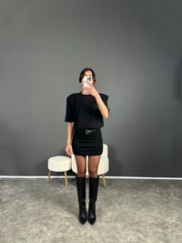 Siyah Premium Vatkalı Tshirt Elbise GausELBİSEGU004087