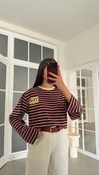 Pembe Şeritli Baskılı Sweatshirt GAUS-02121 GAUS-02211GAUSSWEATSHIRTGAUS-02211
