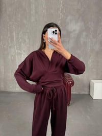 Davin Mürdüm Kapüşonlu Premium Modal TakımGausTAKIMGU100857