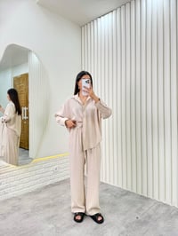 Taş  Gömlek Beli Lastikli Pantolon Premium Tensel Takım Gaus00322GausTAKIMGU1001747