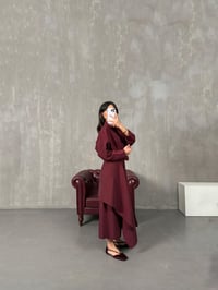 Lusiya Bordo Bel Bağlamalı Tasarım Gömlek ElbiseGausELBİSEGU100402
