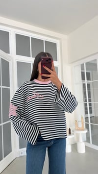 Pembe Şeritli Modal Kumaş Kol Yıldız Baskılı Sweatshirt GAUS-02287 GAUS-02121GAUSSWEATSHIRTGAUS-02287