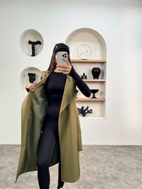 Espe Haki Premium Astarlı İkili Sihirli TrençkotGausKABANGU0090342