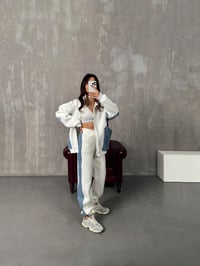 Lome Beyaz Denim Karışımlı Şardonlu Oversize TakımGausTAKIMGU00903864