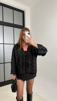 Siyah Önü Bağlamalı İşleme Detaylı  Kimono GAUS-00450GAUSCEKETGAUS-00450