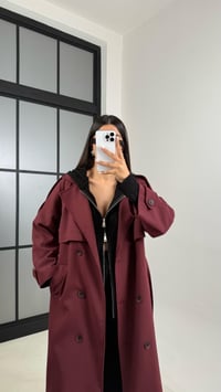 Bordo Astarlı Kuşaklı Premium Trençkot GAUS-00516GAUSTRENÇKOTGAUS-00516