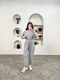Nevia Gri Modal Kumaş Kapüşonlu Rahat İkili TakımGausTAKIMGU008953