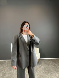 Pascal Gri Oversize Astarlı Blazer CeketGausCEKETGU004270