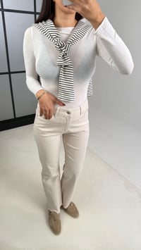 Krem Püskül Detaylı Kesik Paça Flare Jean GAUS-00479GAUSDENİM PANTOLONGAUS-00479