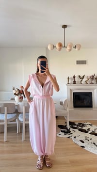 Pembe Kapüşonlu Yelek Beli Lastikli Şalvar Pantolon İkili Takım GAUS-01653GAUSSuitsGAUS-01653