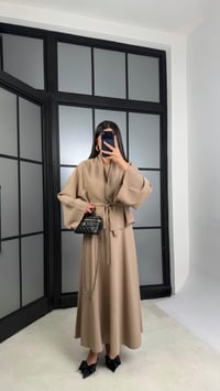Camel Kuşaklı Ceket Elbise Premium Tencel Takım GAUS-01165GAUSTAKIMGAUS-01165