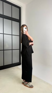 Siyah Bluz Beli Lastikli Pantolon Modal Kumaş Basic Takım GAUS-01132GAUSTAKIMGAUS-01132