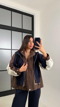 Kahve Garnili Ceket Beli Lastikli Pantolon İkili Tasarım Takım GAUS-00699GAUSSuitsGAUS-00699