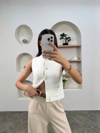 Juli Beyaz Gold Düğmeli Örme YelekGausYELEKGU00903452