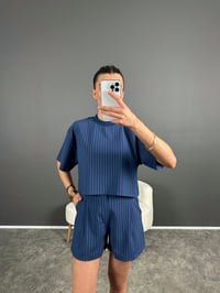 Lacivert Çizgili Şort Tshirt İkili TakımGausTAKIMGU004719